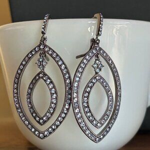 Givenchy Crystal Double Marquise Lever Back Earrings Signed